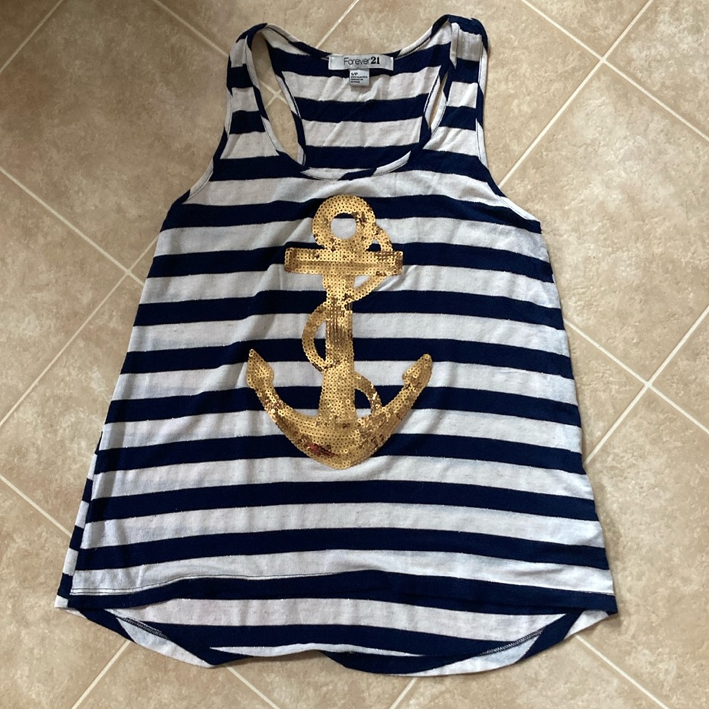 Forever 21 Striped Tank with Anchor